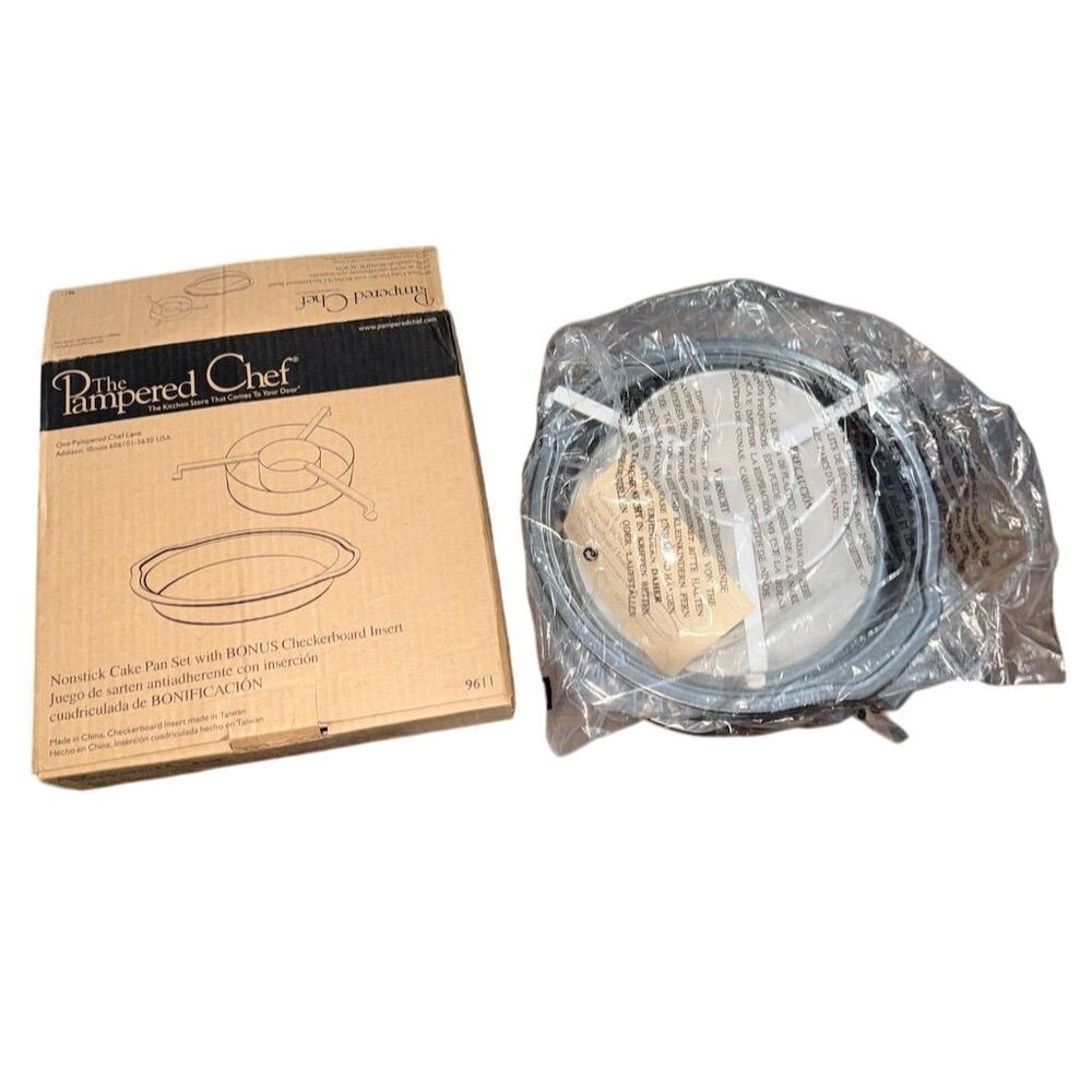 Pampered Chef Nonstick Checkerboard Cake Pan Set NIB